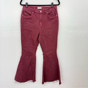 Shyanne Maroon Western Flare Jeans A20